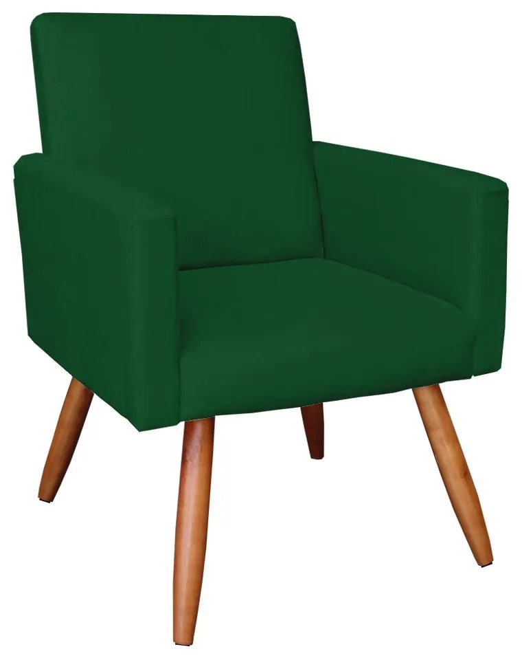 Kit 02 Poltronas com 01 Puff Larissa Suede Pés Palito Castanho D'Rossi - Verde