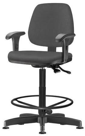 Cadeira Job com Bracos Assento Crepe Cinza Escuro Base Caixa Metalica Preta - 54531 Sun House