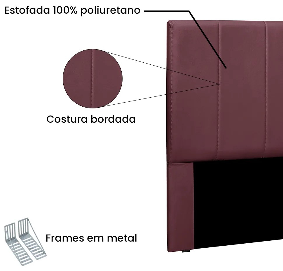 Cabeceira Cama Box Queen 160 cm Arizona Veludo Vinho S04 - D'Rossi