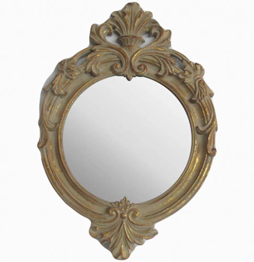 Espelho Moldura Clássica Oval Dourado Envelhecido - 50x35cm