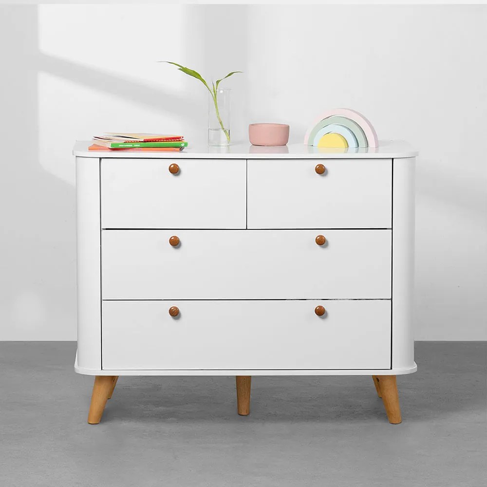 Cômoda Curva Mali New 4 Gavetas - Branco