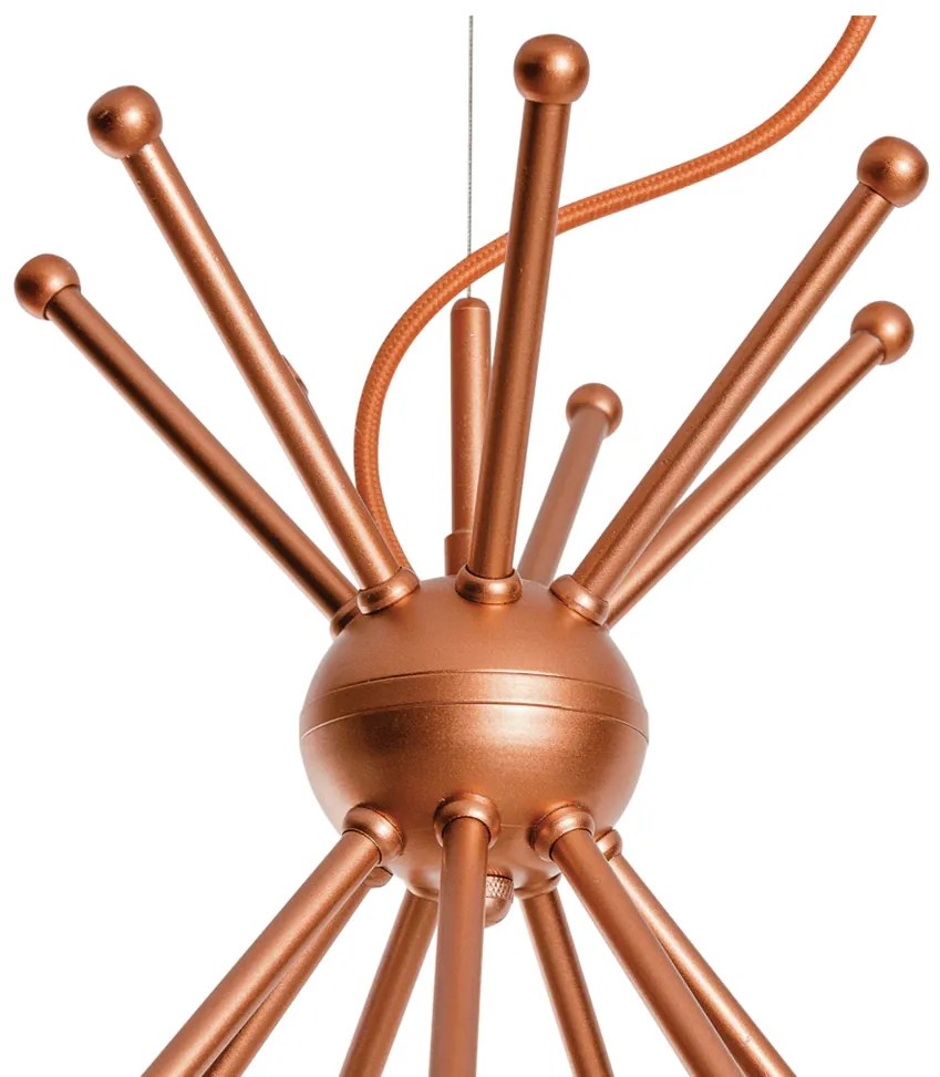 Pendente Palma Ø63X47Cm 7Xg9 / Metal E Globo Ø12Cm | Usina 16735/7 (OL-F / DR-PV - Verde Oliva Fosco / Dourado Brilho Polido Verniz, CLEAR)
