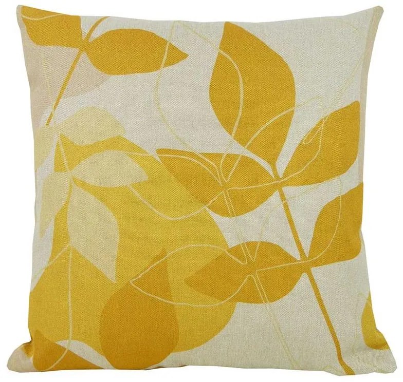 Capa de Almofada Ivory em Linho Tons Amarelo 45x45cm - Folhas - Somente Capa