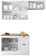 Armário de Cozinha Modulado 3 Peças Com Pia Inox CJ7 Duna P09 Branco -