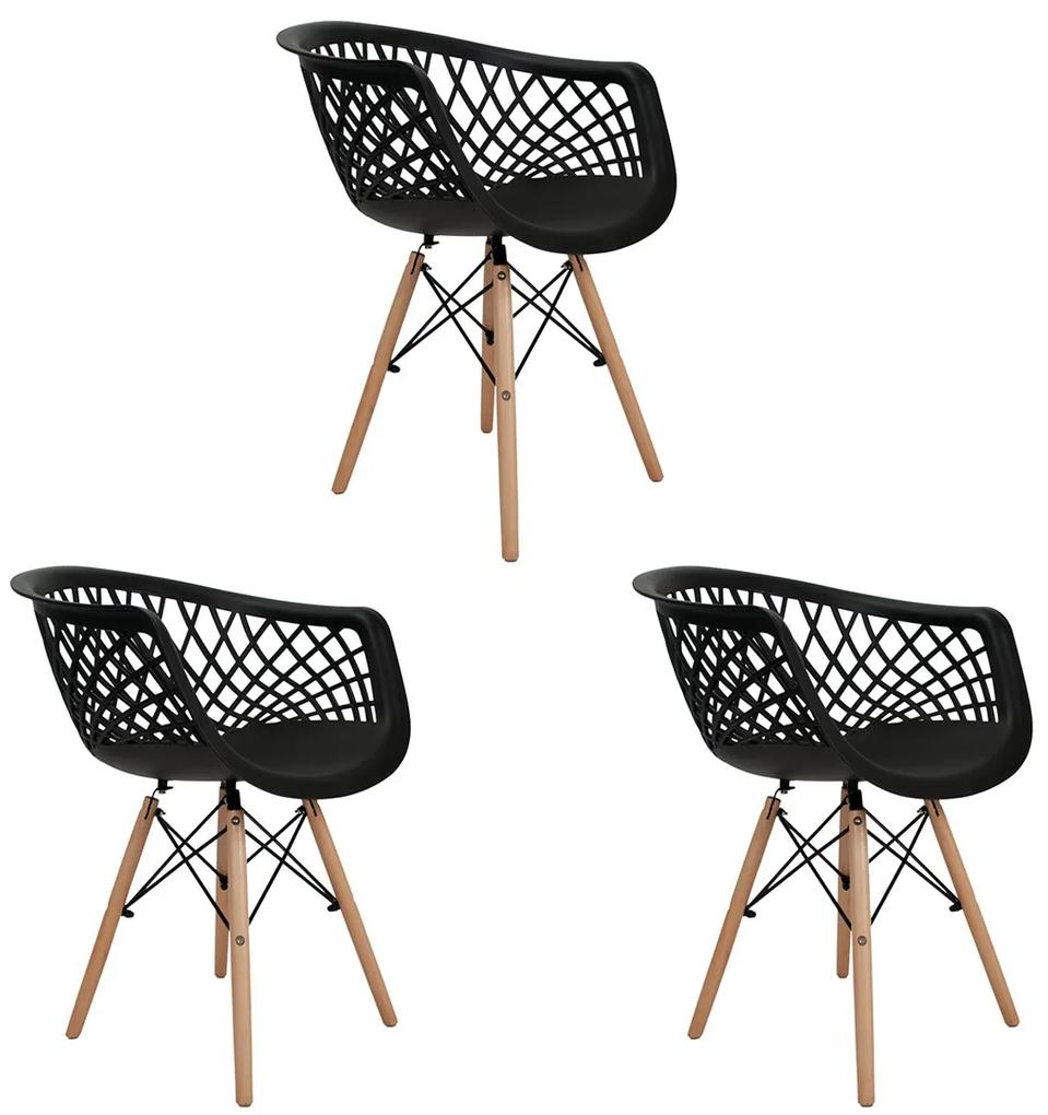 Conjunto 3 Cadeiras Web Preta Dsw - Empório Tiffany