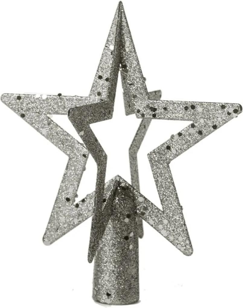 Ponteira Estrela P/Árvore De Natal 20x17Cm 3D Prata