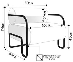 Poltrona Decorativa para Sala Industrial Kit 2 Kira K04 Veludo Cinza -