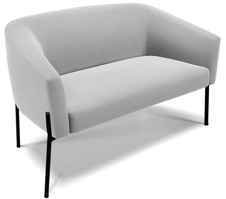 Sofá 2 Lugares Namoradeira Pé de Ferro Preto Stella Suede D03 - D'Rossi - Cinza