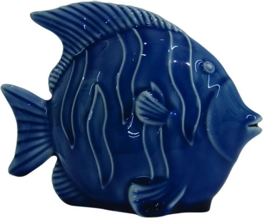 castiçal peixe INDICO resina azul 15cm Ilunato XD0354