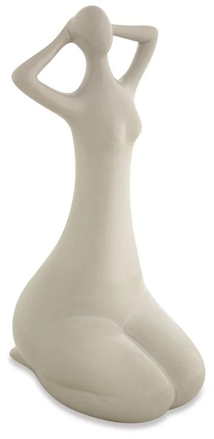 Escultura Decorativa de Mulher em Porcelana 17x7,5x10 Bege G39 - Gran Belo