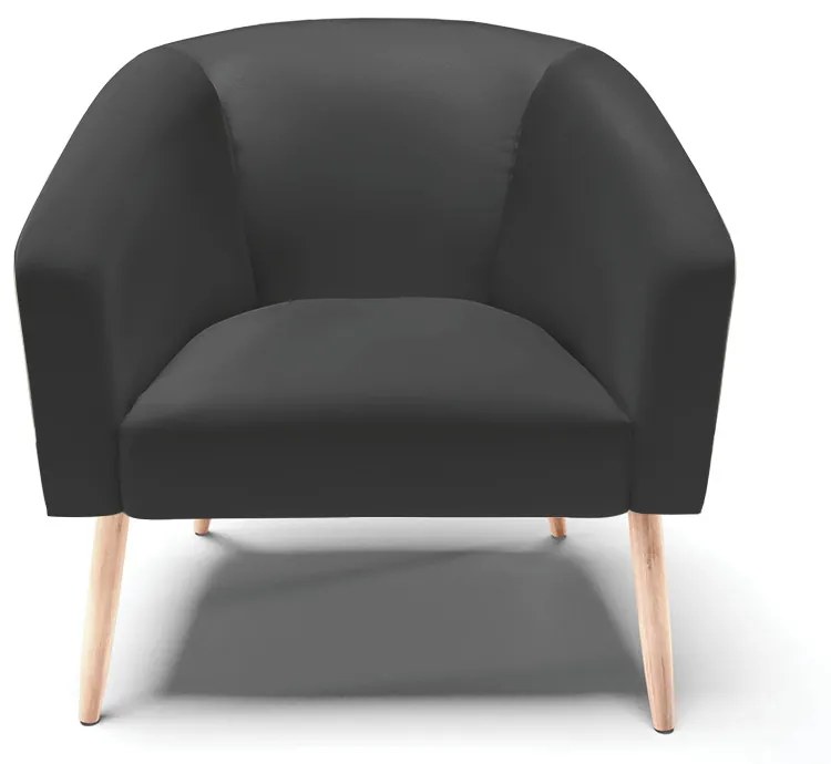 Poltrona Decorativa Pé Palito Natural Kit 2 Stella Sintético D03 - D'Rossi - Preto