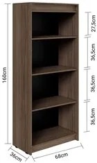 Estante Livreiro Multiuso 3 Prateleiras 68cm Web15 G04 Málaga - Mpozen