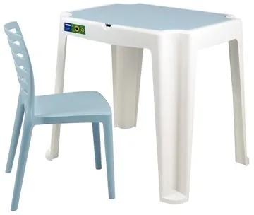 Conjunto Infantil de Mesa e Cadeira Tramontina Beni Azul em Polipropileno com Quadro de Atividades