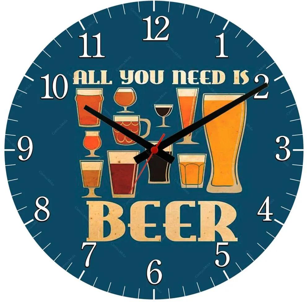 Relógio de Parede Need Beer em MDF - 28 cm