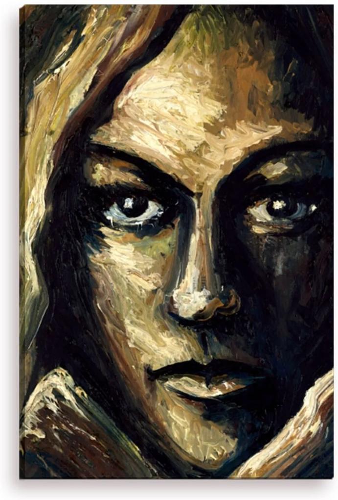 Tela Decorativa Estilo Pintura Rosto Feminino - Tamanho: 90x60cm (A-L) Unico