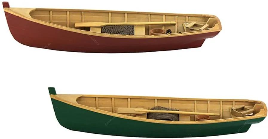 Conjunto Miniaturas Canoa Antares - 2 Peças - Marrom/Verde em Madeira