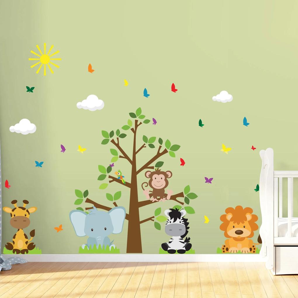 Adesivo de Parede Árvore Safari Infantil para Quarto