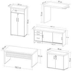 Conjunto Escritório Completo 5 Peças Corp A06 Carvalho/Branco - Mpozen