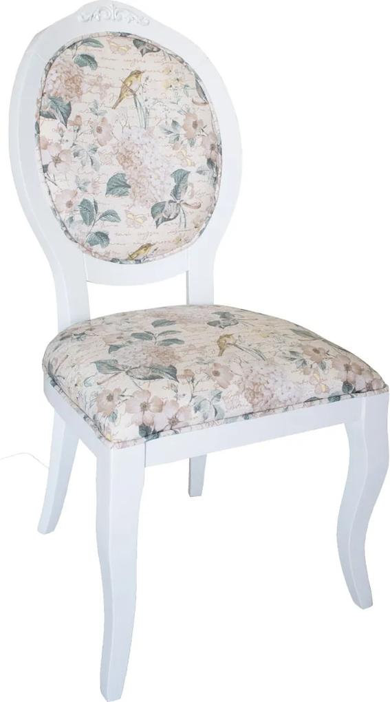 Cadeira Medalhão Lille - Branco - Tecido Floral Aurora  Kleiner Schein