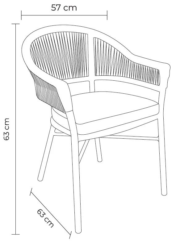 Kit 5 Cadeiras Área Externa de Alumínio Bear com Corda Naútica Grafite/Amêndoa G56 - Gran Belo