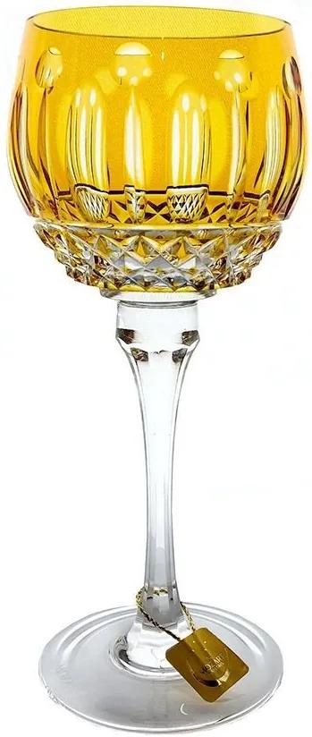Taça de Cristal Lapidada Amarela Giovanni 24% PbO - p/ Vinho