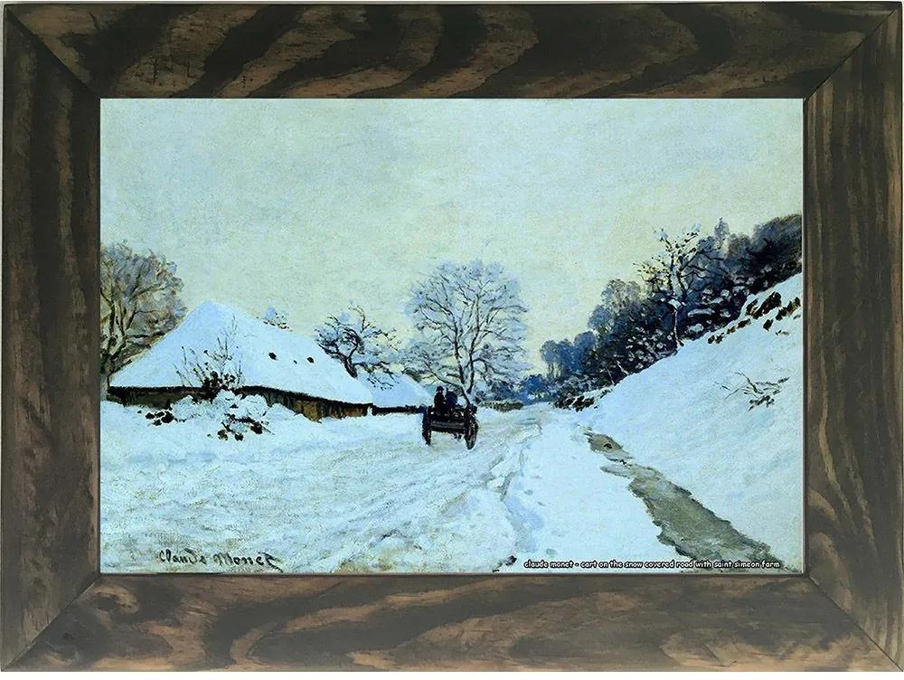 Quadro Decorativo A4 Cart on the Snow Covered Road With Saint Simeon Farm - Claude Monet Cosi Dimora