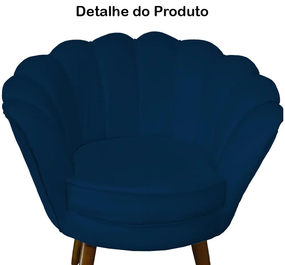 Kit 2 Poltronas Decorativas Pétala Pés Palito Suede Azul Marinho - Sheep Estofados
