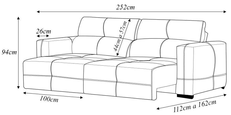 Sofá Decorativo Monica 3 Lugares Sala de estar 252cm Reclinável e Retrátil Couro Marrom Capuccino G40 - Gran Belo