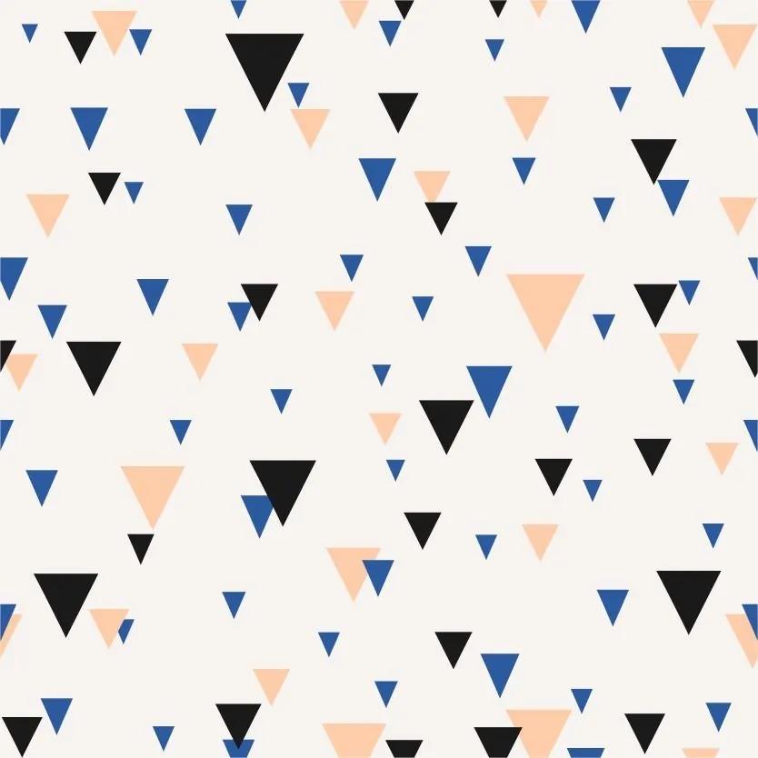 Papel De Parede Adesivo Triângulos Bege Azul E Preto (0,58m x 2,50m)