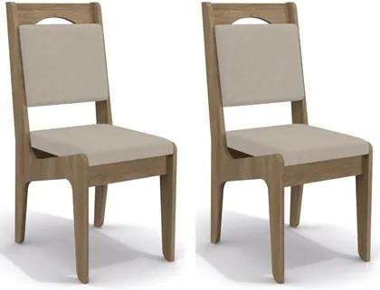 Kit 2 Cadeiras CAD105 para Sala de Jantar Nogal/Bege - Kappesberg