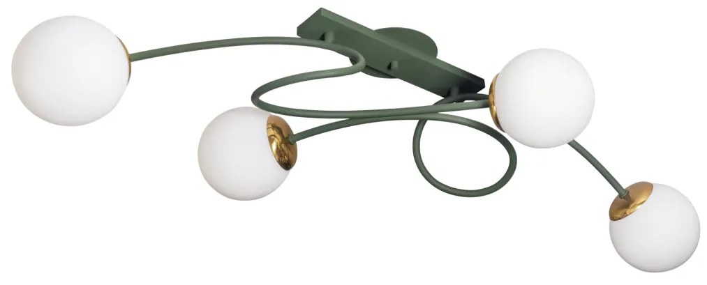 Plafon Tie 86,7X42X21Cm 4Xg9 Globo Ø12Cm - Usina 25105/90 (BZ-M / DR-PV - Bronze Metálico / Dourado Brilho Polido Verniz, TRANSPARENTE)