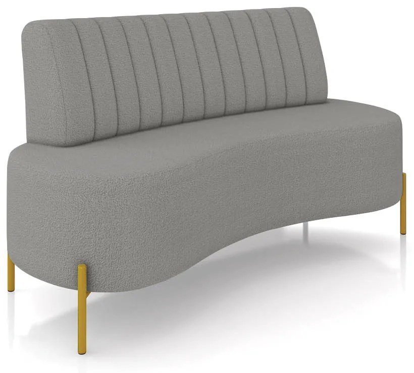 Sofá 2 Lugares Living 135cm Pé Ferro Dourado Maraú Bouclê Cinza K01 - D'Rossi