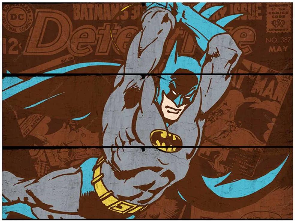 Placa DC Comics Batman Attacking Position Marrom em Madeira - Urban