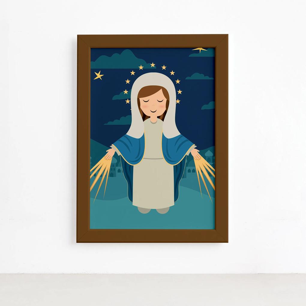 Quadro Nossa Senhora das Graças Moldura Marrom 33x43cm