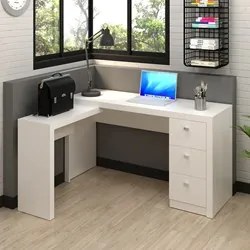 Mesa Em L Para Escritório 3 Gavetas ME4101 Branco - Tecno Mobili