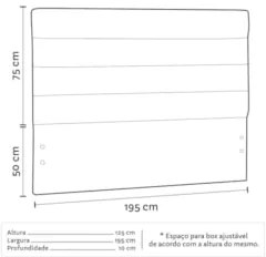 Cabeceira Casal King 195cm Greta Sintético Bege Z51 - Mpozenato