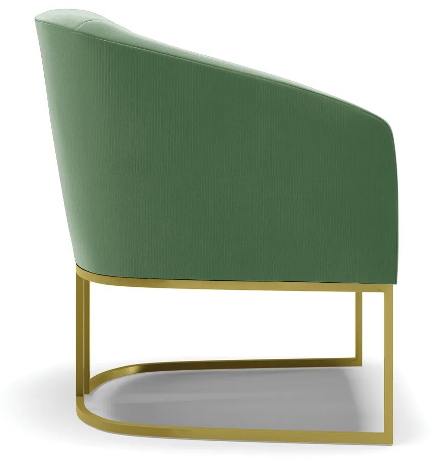 Poltrona Decorativa Base Industrial Dourado Kit 2 Stella Suede Verde D03 - D'Rossi