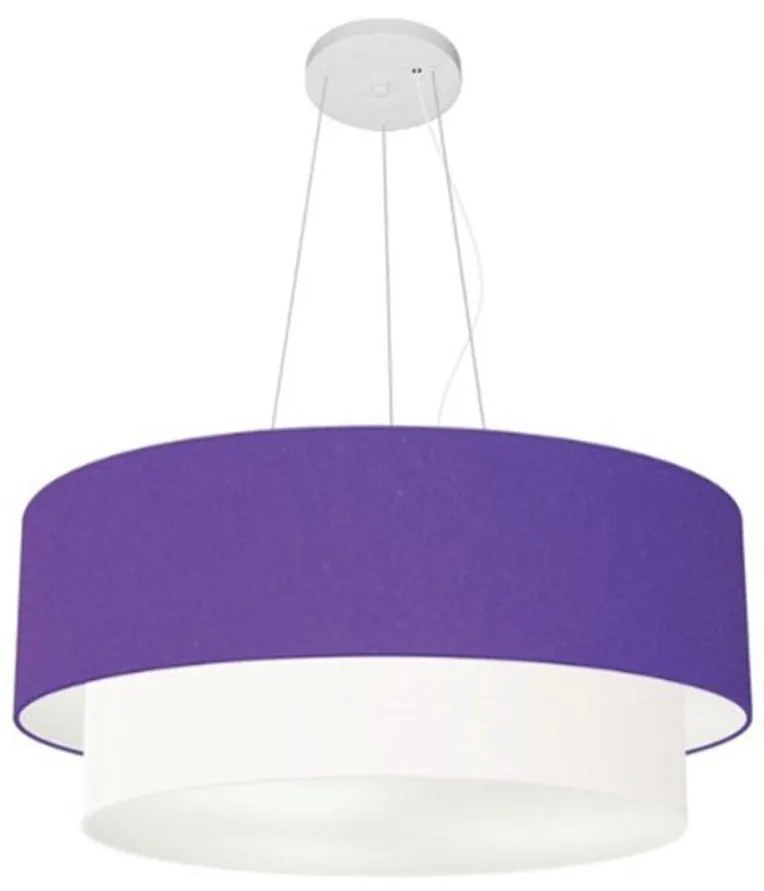 Lustre Pendente Duplo Cilíndrico Vivare Md-4371 Cúpula em Tecido 80x70cm - Bivolt