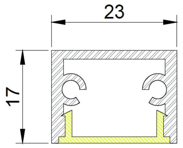 Perfil Sobrepor Para Fita Led Garbo 225Cm 2,3X225X1,7Cm | Usina 30020/... (BT - Branco Texturizado)