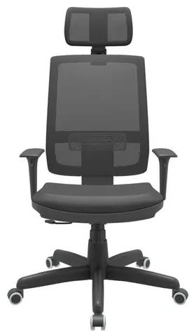 Cadeira Office Brizza Tela Preta Com Encosto Assento Vinil Preto RelaxPlax Base Standard 126cm - 63612 Sun House
