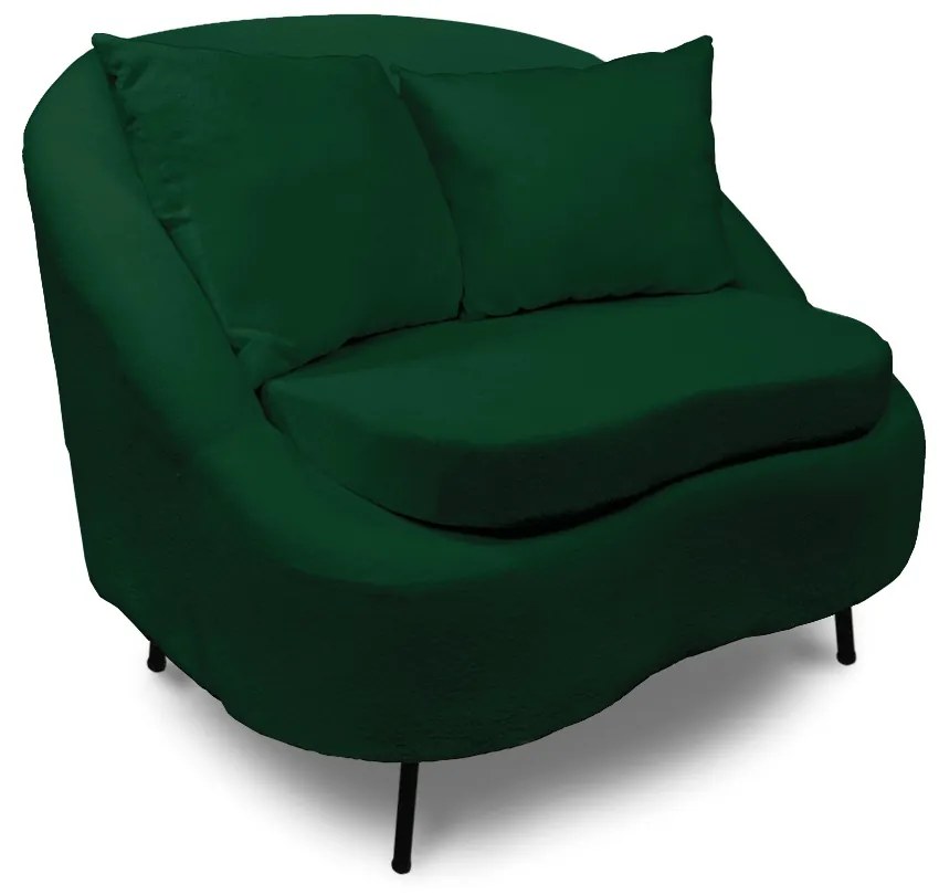 Poltrona Decorativa Orgânica Pé Ferro Preto Zaya Bouclê C05 - D'Rossi - Verde