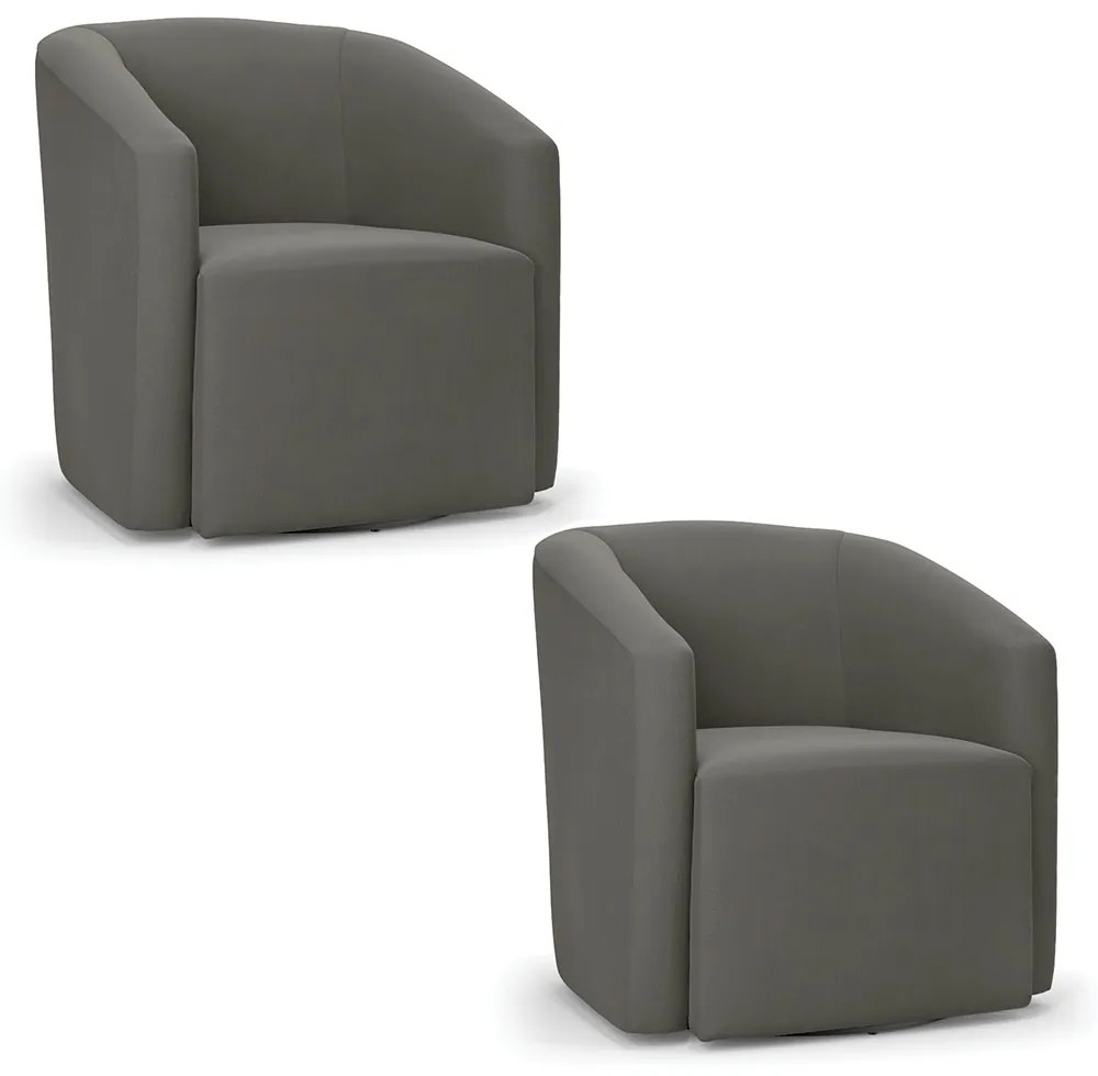 Poltrona Decorativa Base Giratória Kit 2 Stella Max Suede Grafite D03 - D'Rossi