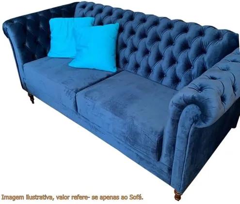 Sofa Chesterfield Azul Pes Madeira Imbuia - 33000 Sun House