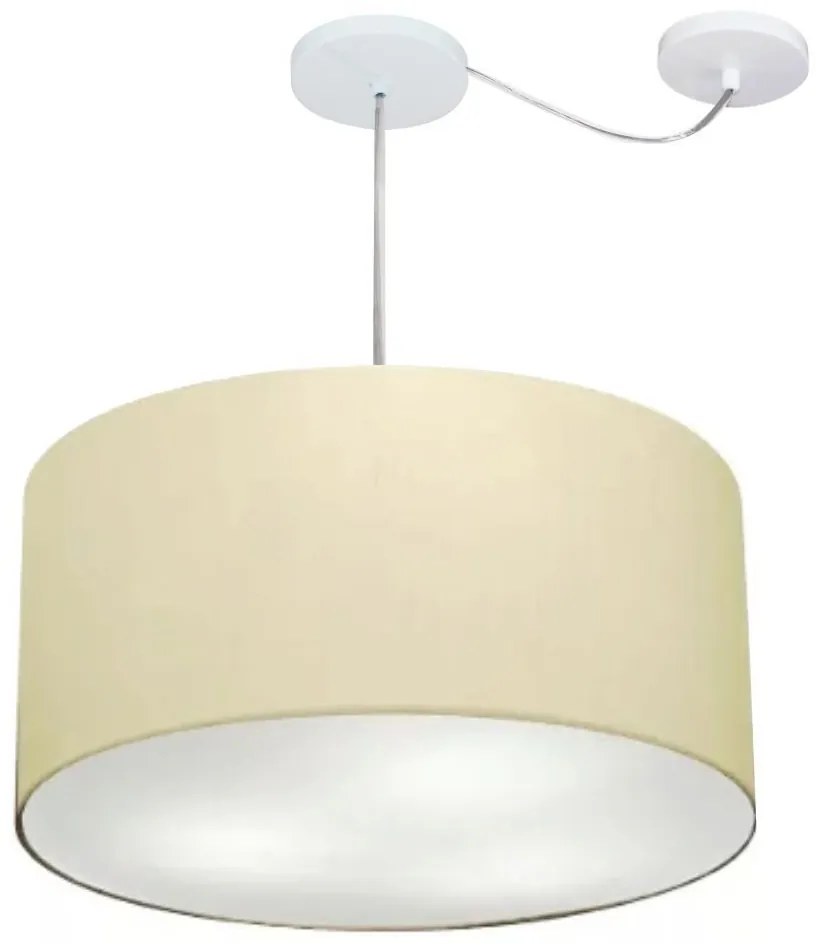 Lustre Pendente Cilíndrico Com Desvio Bege MJ-4264 Para Mesa de Jantar e Estar