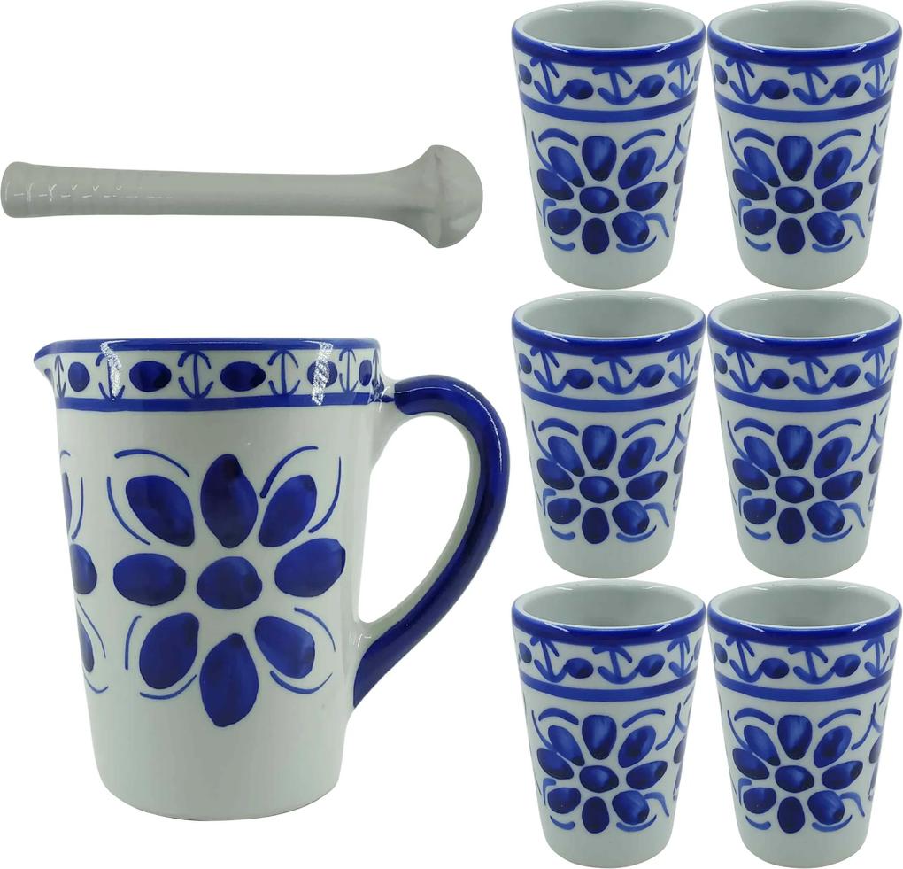 Kit Caipirinha em Porcelana Azul Colonial 8 peças