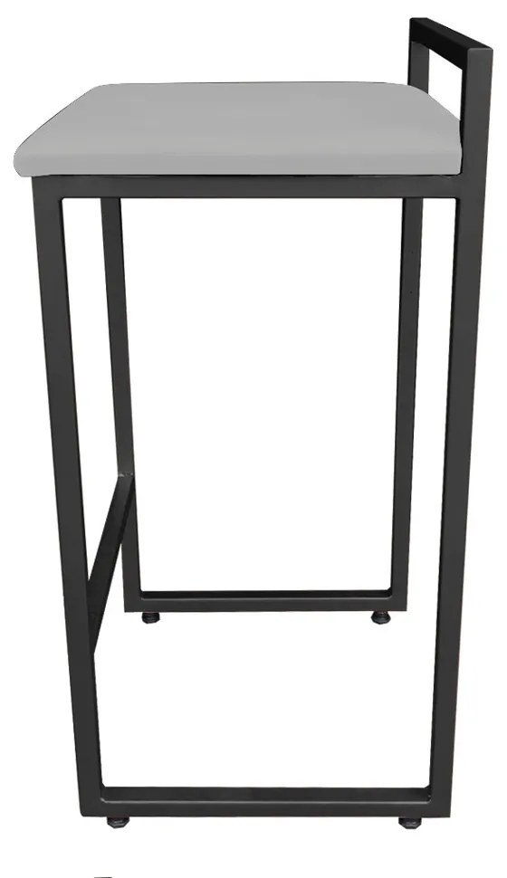 BANQUETA PIETRA SUEDE CINZA BASE PRETO D