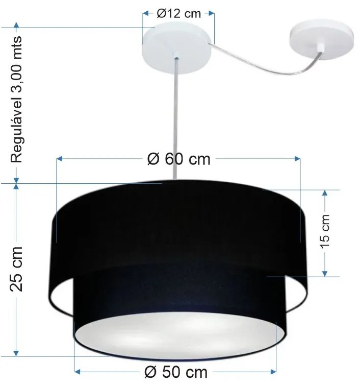 Lustre Pendente Cilíndrico Com Desvio Preto MJ-4368 Para Mesa de Jantar e Estar