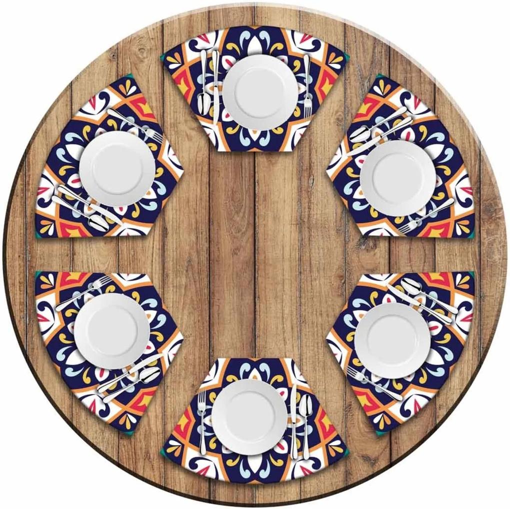 Jogo Americano para mesa Redonda Wevans Mandala Colorida Kit com 6 pçs Love Decor