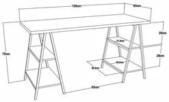 Mesa Escrivaninha Cavalete 135cm Estilo Industrial Prisma C08 Snow/Pre
