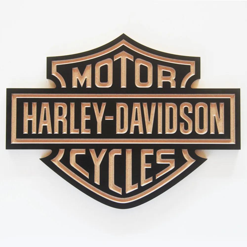 Placa Decorativa Harley-Davidson Cycles Entalhe Em Mdf Preto
